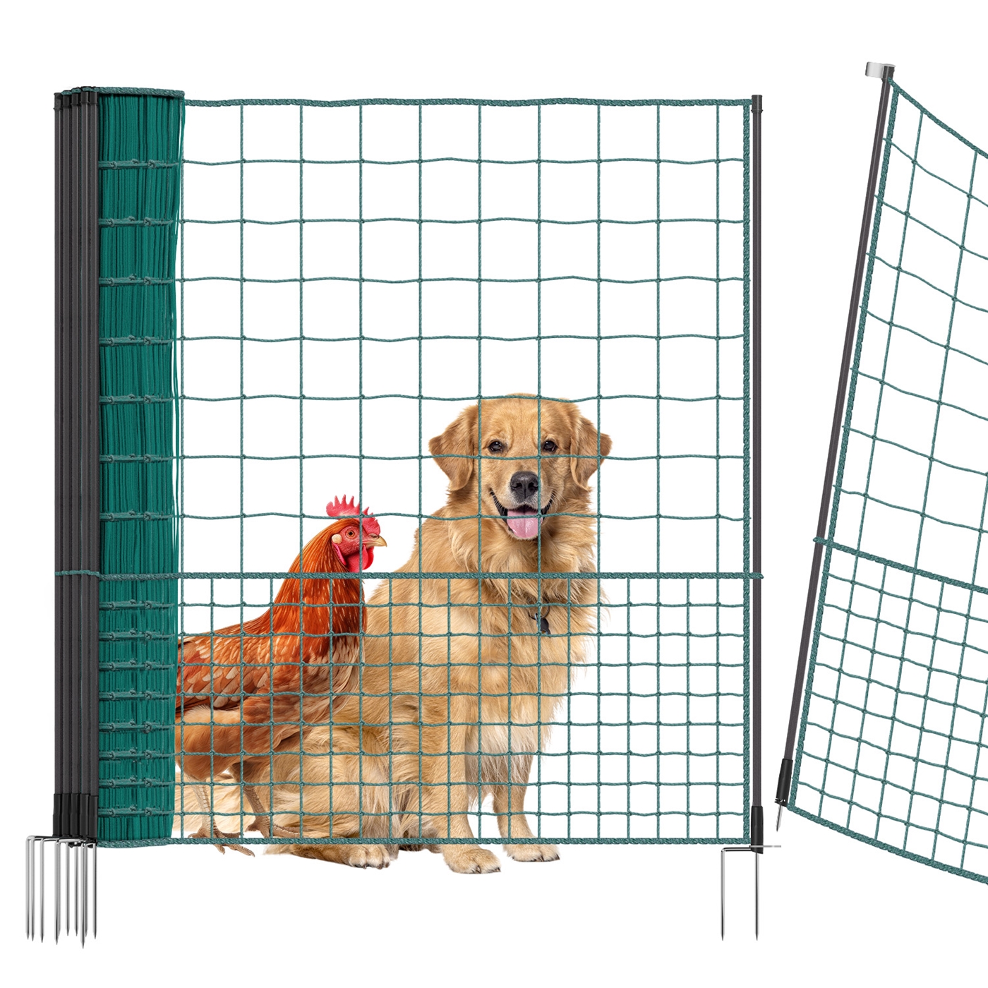 Doppelklicken zum vergrößern B-Ware 25m VOSS.farming BASIC Hühnerzaun mit Durchgang, 125cm, 7 Pfähle, 2 Spitzen, ohne Strom