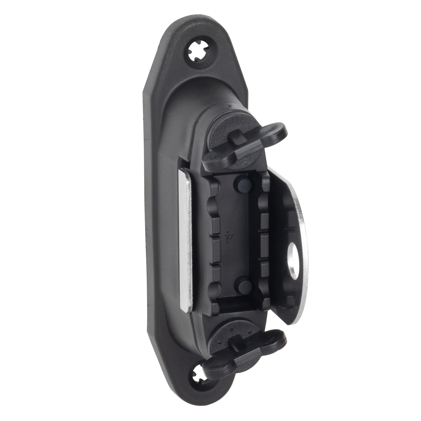 Doppelklicken zum vergrößern Kerbl 3x Kombi-Torgriffisolator „Profi“ für T-Abtrennungen an Streckenpfahl und Ecken. Zum Anschrauben. Abbildung seitlich.