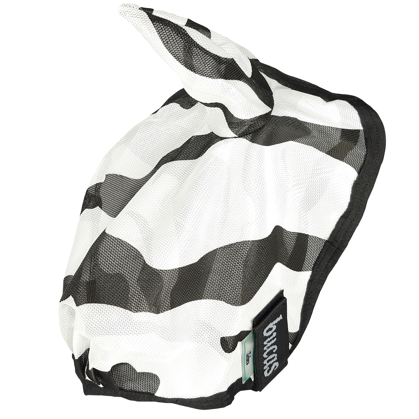 Schwarz-weiße Bucas Buzz-Off Zebra XS-Fliegenmaske mit Ohren