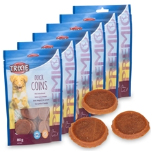 6x Trixie PREMIO Duck Coins, Hundeleckerli mit Entenbrust, 80g