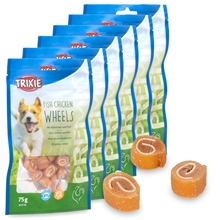 6x Trixie PREMIO Fish Chicken Wheels, Hundeleckerli mit Hühnerbrust und Fisch, 75g