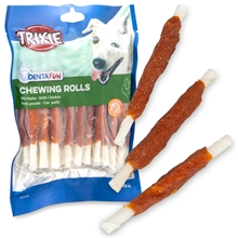 Trixie Denta Fun Chicken Chewing Rolls, Hundeleckerli mit Huhn, 12cm, 30 Stück, 240g