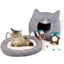 VOSS.pet Cat "3" Set für Katzen, Katzenbett, Katzenhöhle, 2x Katzenspielzeug