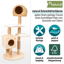 VOSS.pet Kratzbaum "Rico" - Premium Massivholz Katzenkratzbaum mit Seegras