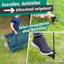 VOSS.farming classic 15m, Begrenzungszaun, Schutznetz, 90cm, 9 Pfähle, 1 Spitze, grün, ohne Strom