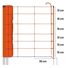 50m VOSS.farming BASIC Elektrozaun-Netz, Schafzaun, Schafnetz, 90cm, 2 Spitzen, orange