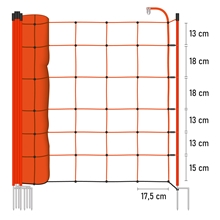 B-Ware: 50m VOSS.farming BASIC Elektrozaun-Netz, Schafzaun, Schafnetz, 90cm, 2 Spitzen, orange