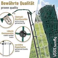 VOSS.farming BASIC Hühnerzaun 25m, Geflügelnetz, 112cm, 7 Pfähle, 2 Spitzen, grün