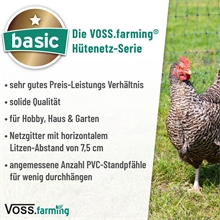 VOSS.farming BASIC Hühnerzaun 25m, Geflügelnetz, 112cm, 7 Pfähle, 2 Spitzen, grün