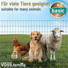 VOSS.farming BASIC Hühnerzaun 25m, Geflügelnetz, 112cm, 7 Pfähle, 2 Spitzen, grün