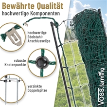 VOSS.farming BASIC Hühnerzaun 25m, Geflügelnetz, 112cm, 7 Pfähle, 2 Spitzen, grün