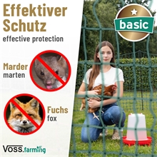 VOSS.farming BASIC Hühnerzaun 25m, Geflügelnetz, 112cm, 7 Pfähle, 2 Spitzen, grün