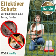 VOSS.farming BASIC Hühnerzaun 25m, Geflügelnetz, 112cm, 7 Pfähle, 2 Spitzen, grün