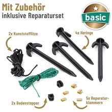 VOSS.farming BASIC Hühnerzaun 25m, Geflügelnetz, 112cm, 7 Pfähle, 2 Spitzen, grün