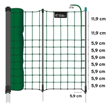 B-Ware: VOSS.farming farmNET+ 50m Kleintiernetz, Kaninchenzaun, 65cm, 20 Pfähle, 1 Spitze, grün