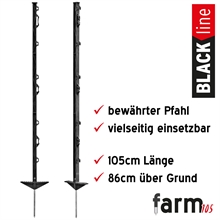 60x VOSS.farming "farm 105" Weidezaunpfahl 105cm, schwarz, AKTION!
