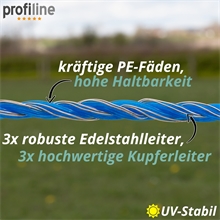 VOSS.farming Weidezaunlitze Wildabwehr 1000m, 3x0,25 Kupfer+3x0,25 Niro, blau