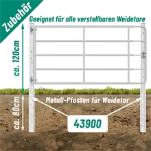 VOSS.farming Weidetor Weidezauntor, verzinkt, verstellbar 205 - 300 cm, 110 cm hoch