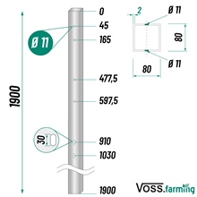 2x VOSS.farming Metall-Pfosten für starre Weidetore 190cm