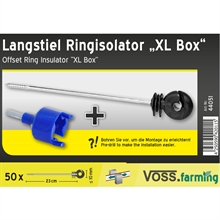 50x VOSS.farming "XL Box" Langstiel-Ringisolator, Abstandsisolatoren + Einschrauber + Box