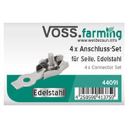 4x VOSS.farming Elektrozaun Seilanschluss-Set, mit Flügelmutter Edelstahl