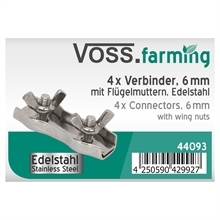 4x VOSS.farming Duplex-Verbinder 6 mm, mit Flügelmutter (Edelstahl)