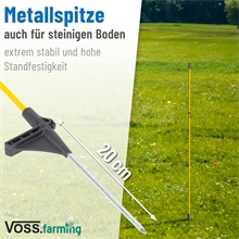 40x VOSS.farming Oval-Fiberglaspfähle, 110cm, Metallspitze