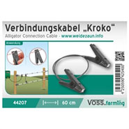 VOSS.farming Zaunverbindungskabel mit 2 robusten Krokoklemmen, 60cm, schwarz