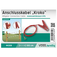 VOSS.farming Zaunanschlußkabel mit Krokodilklemme, 100cm, rot, M8 Öse