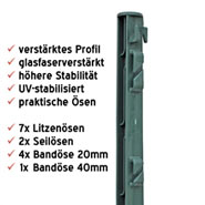 B-Ware: 20x Kunststoffpfähle, 74cm, grün