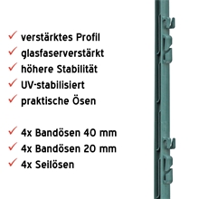 20x VOSS.farming Weidepfähle, 157cm, Steigbügel, glasfaserverstärkt, grün