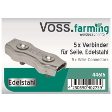 5x VOSS.farming Elektrozaun Verbinder für Seile, 6mm NIRO-EDELSTAHL