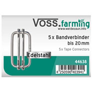 5x VOSS.farming Elektrozaun Band-Verbinder bis 20mm NIRO-EDELSTAHL (ohne Nase)