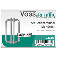 5x VOSS.farming Elektrozaun Band-Verbinder bis 40mm NIRO-EDELSTAHL (ohne Nase)
