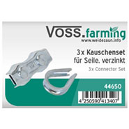 3x VOSS.farming Seilanschluss Set mit Kauschen, verzinkt, 6mm
