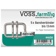 5x VOSS.farming Elektrozaun Band-Verbinder bis 13mm NIRO-EDELSTAHL (ohne Nase)