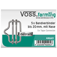 5x VOSS.farming Band-Verbinder Elektrozaun bis 20mm NIRO-EDELSTAHL (mit Nase)