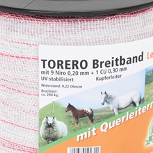 B-Ware: Weidezaunband "TORERO", 200m, 38mm, 9x0,20 Niro + 1x0,30 CU, Querleiter