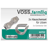 3x VOSS.farming Litzenanschluss Set mit Kauschen, EDELSTAHL, 3mm