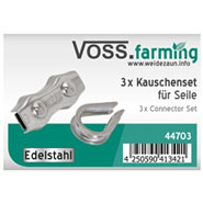 3x VOSS.farming Seilanschluss Set mit Kauschen, EDELSTAHL, 6mm