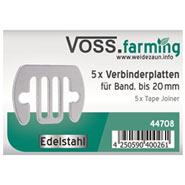 5x VOSS.farming Elektrozaun Band-Verbinderplatten bis 20mm NIRO-EDELSTAHL