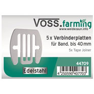 5x VOSS.farming Elektrozaun Band-Verbinderplatten bis 40mm NIRO-EDELSTAHL