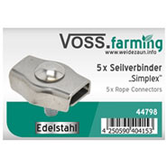VOSS.farming 5X Weidezaun Verbinder Simplex für Weidezaunseil 6mm NIRO-Edelstahl 