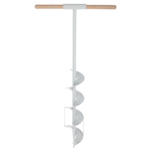 Der Kerbl Erdbohrer Ø 15cm mit Holzgriff und Metallspiralklinge ist ideal zum Graben von Löchern und zum Setzen von Pfosten.