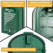 VOSS.sonic 2800 Ultraschall Abwehr (inkl. Blitz & Netzadapter) Katzenabwehr, Marderschreck