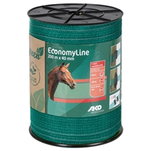 AKO Weidezaunband "EconomyLine" 200m aus Recycling-Kunststoff, 40mm, 8x0,16mm Niro, grün-grau