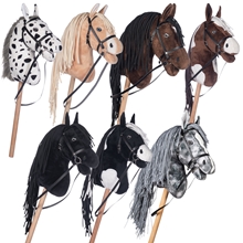 HKM Hobby Horse Steckenpferd für Kinder, Spielpferd mit Trense & Holzstiel, verschiedene Fellfarben