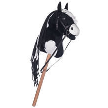 HKM Hobby Horse Steckenpferd für Kinder, Spielpferd mit Trense & Holzstiel, schwarz/weiß