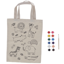 Jutebeutel zum Selbstbemalen, für Kinder, mit Pinsel & Farben, Stofftasche mit Dschungelmotiv