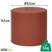 Der VOSS.vital Leckstein - MagLine Mineralsalz-Leckstein mit Magnesium 5kg von S.I.N. Hellas ist ein zylindrischer Mineralienblock mit einem Durchmesser von 15,5 cm, einer Höhe von 14,5 cm und einem Gewicht von ca. 5 kg.